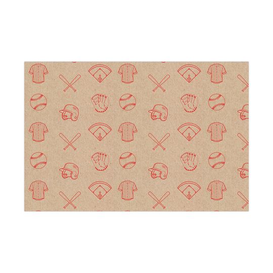Discover Baseball Wrapping Paper, Gift Wrap in Brown & Red