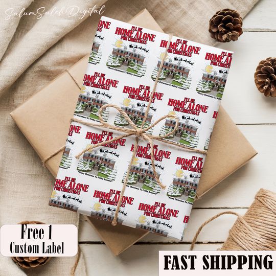 90's Christmas Movie Home Alone Wrapping Paper, Kevin Harry Marv Xmas Gift Wrap, Festive Holiday Presents Packaging