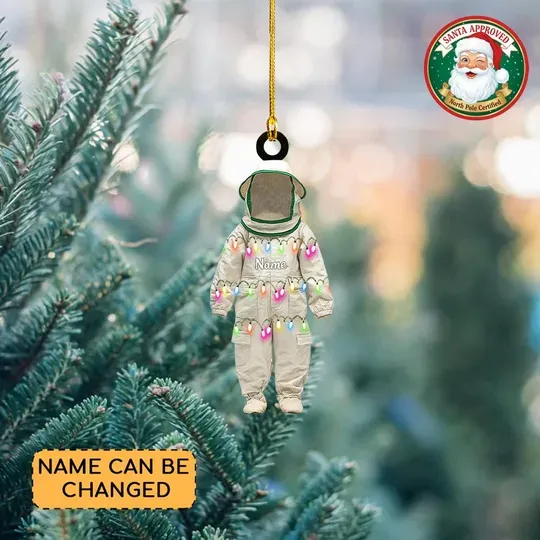 Personalized Beekeeping Suit Christmas Ornament, Beekeeper Ornament, Beekeeping Suit Christmas Decor, Honeybee Keeper Gift