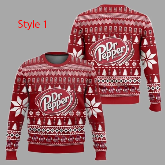 DR Pepper Ugly Christmas Sweater Funny Holiday Pullover for Men &amp