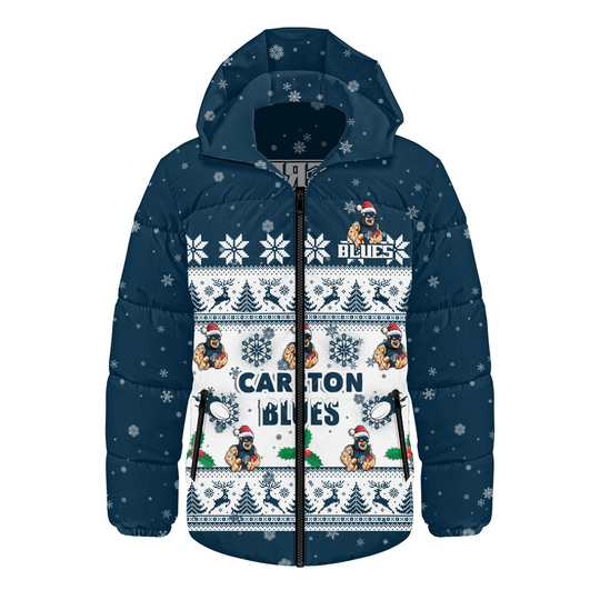 Discover Carlton Hooded Puffer Jacket for Christmas Holiday Footy Fans