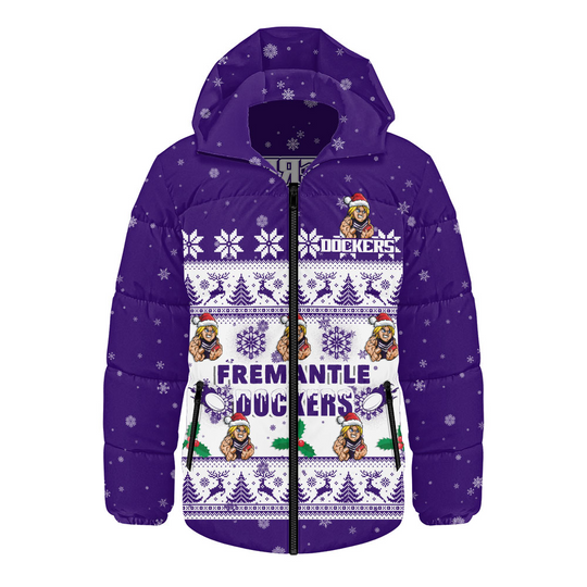 Fremantle Hooded Puffer Jacket Holiday Christmas Footy Fans