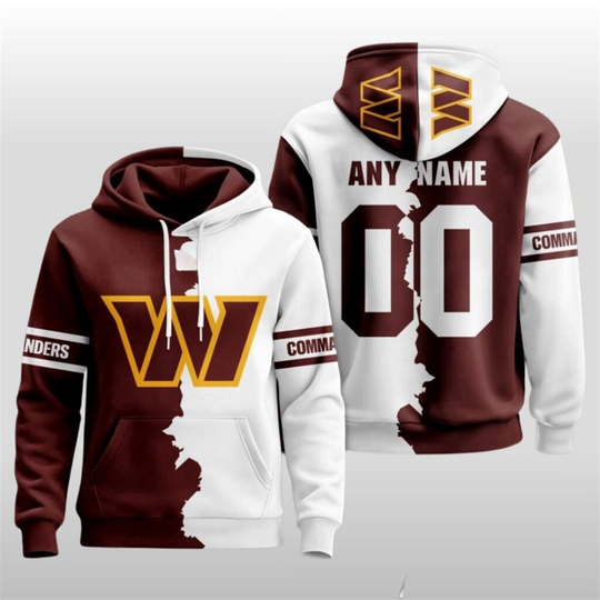 Personalized Washington Commanders 2025 Victory Split Hoodie