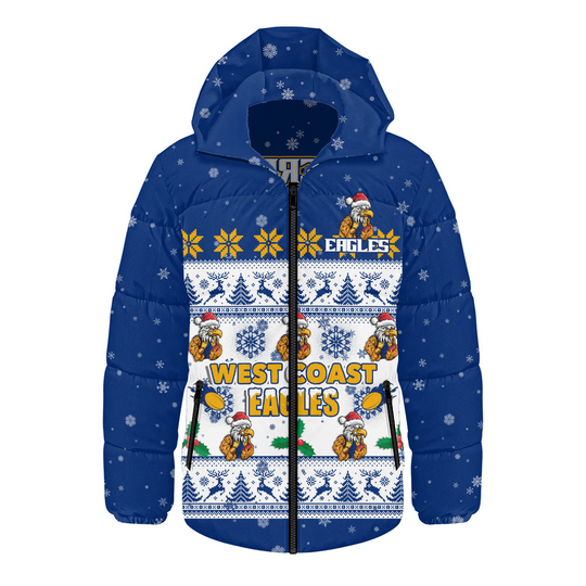 West Coast Eagles Hooded Puffer Jacket for Christmas Holiday Fans