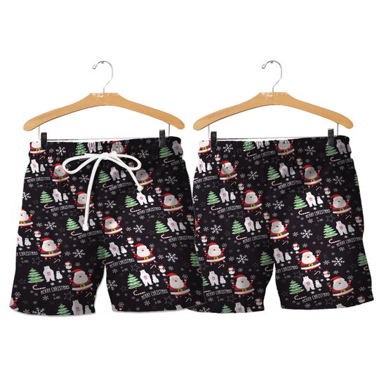 Santa Bear Christmas Hawaiian Shorts for Men Summer Beach