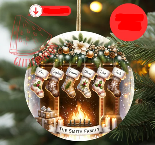 Family Stocking Christmas Ornament  Sublimation Family Name Ornament Christmas Bundle  Personalized Christmas  Ornament