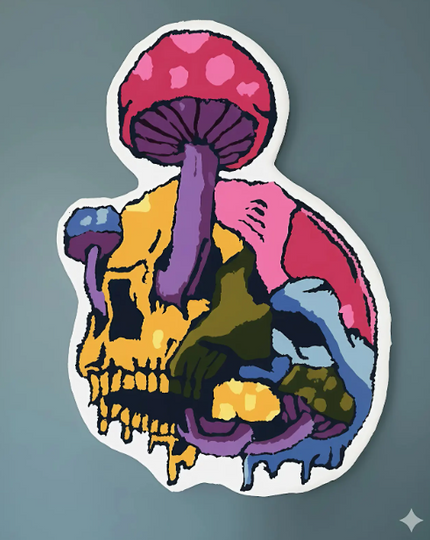 Psychedelic Skull Mushroom Rug