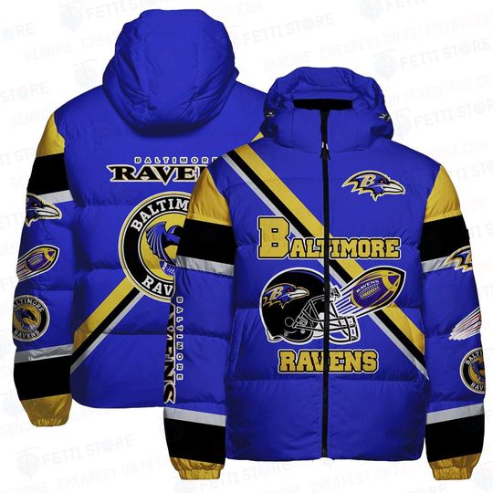 Baltimore Ravens Hooded Puffer Jacket, Football Gift For Fan