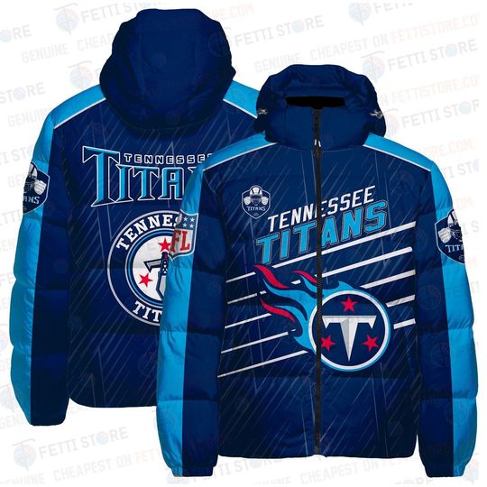 Tennessee Titans Hooded Puffer Jacket, Football Gift For Fan