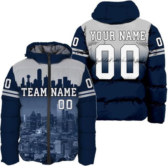 Discover Personalized Dallas Football Team Cowboys Men's Hooded Puffer Jacket
