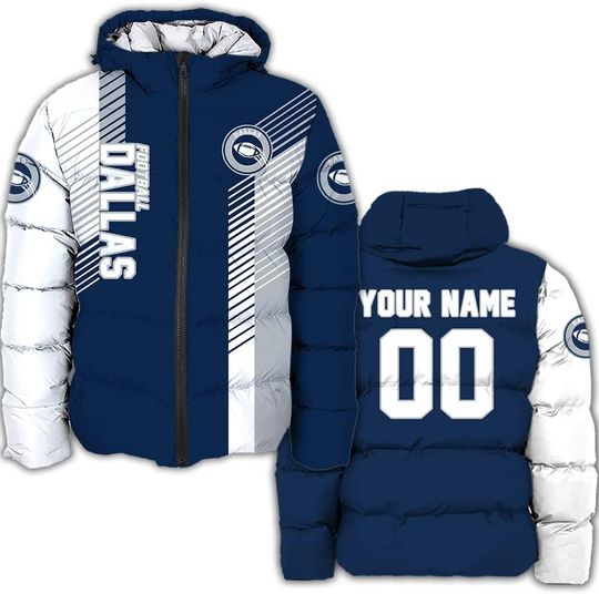 Discover Personalized Dallas Football Team Cowboys Men's Hooded Puffer Jacket