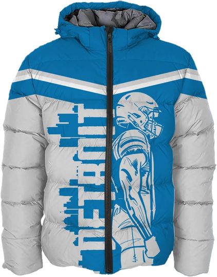 Discover Mens Football American Personalized Puffer Jacket Down Jacket Custom Name Number City Pride for Players Fans Gift S-5XL