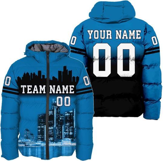 Discover Mens Custom Down Jacket American Sport Personalized Puffer Jacket Any Name Number City Landscape Team Name S-5XL