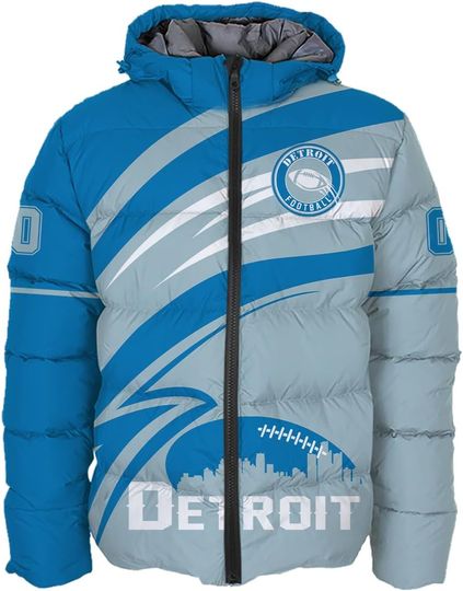 Discover Mens Football American Football Personalized Puffer Jacket Plus Size Apparel Down Jacket Custom Name Number Logo S-5XL