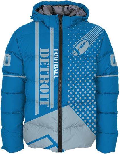 Discover Mens Football Colors Custom Name Number Logo Lightweight Water-Resistant Down Jacket Puffer Coat S-5XL