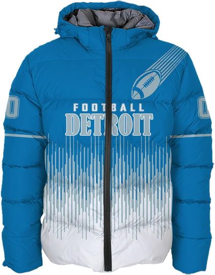 Discover Mens Football Comfort Colors Custom Name Number Lightweight Water-Resistant Down Jacket Puffer Coat S-5XL
