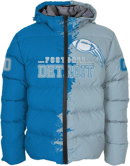 Discover Mens Football Custom Name Number Logo Lightweight Water-Resistant Windproof Down Jacket Puffer Coat S-5XL