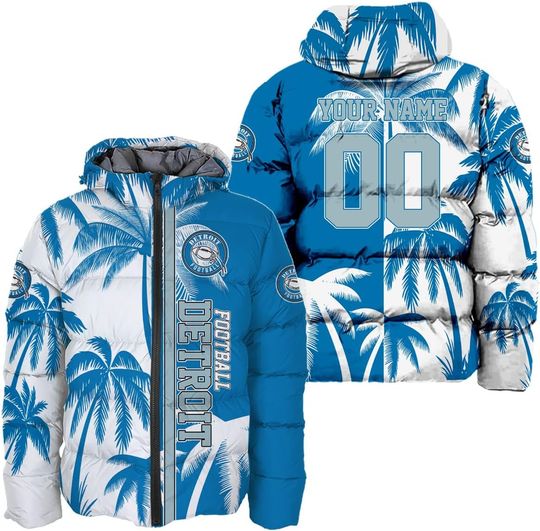 Discover Men Football Custom Name Number Logo Fan Gameday Lightweight Water-Resistant Winter Down Jacket Puffer Coat S-5XL