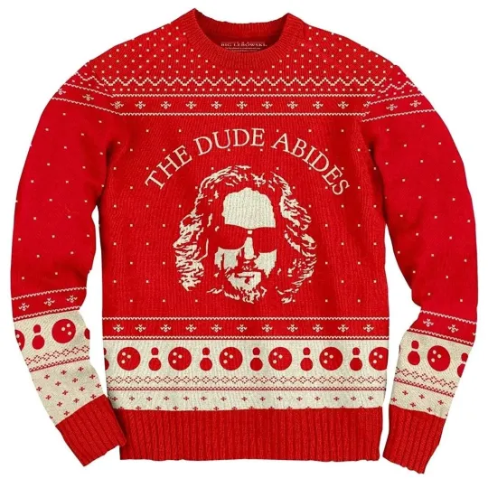 Discover Adult The Big Lebowski The Dude Abides Ugly Christmas Sweater Movie for Cosplay