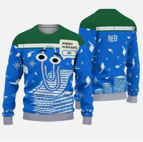 Discover Windows Christmas Ugly Sweater, Clippy Happy Holidays Xmas Gift For Christmas
