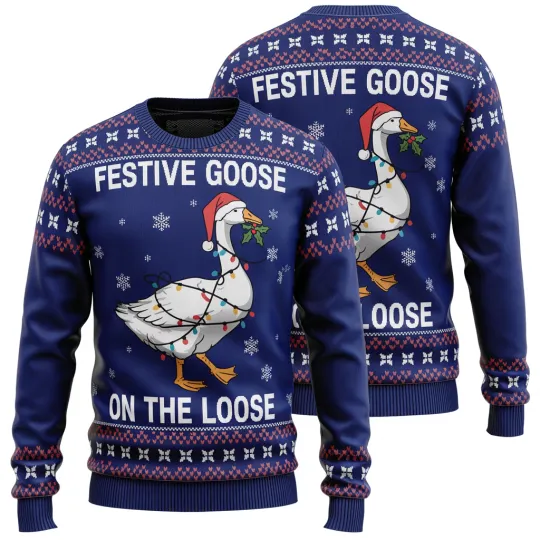 Discover Festive Goose On The Loose Ugly Christmas Sweate