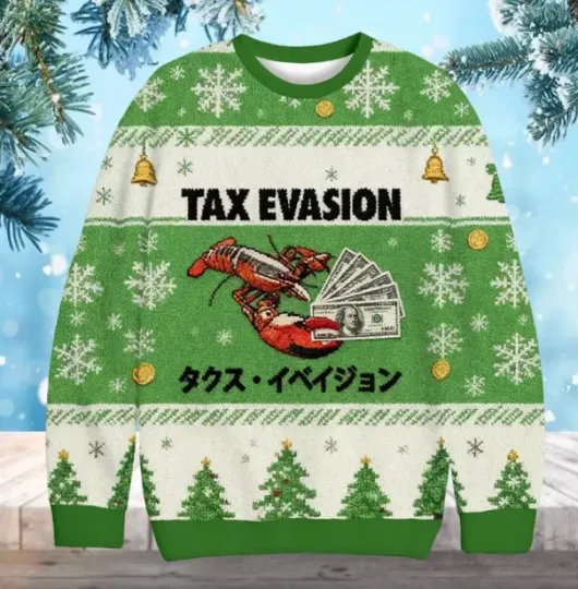 Discover Green Tax Evasion Funny Ugly Christmas Sweater, Humorous Holiday Sweatshirt