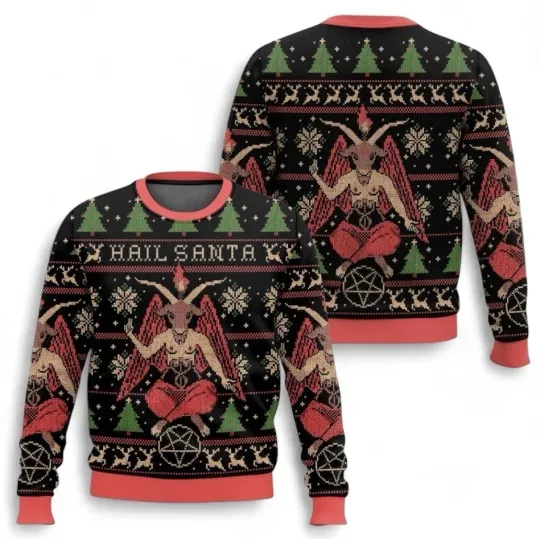 Satan Claus Hail Santa Ugly Christmas Sweater
