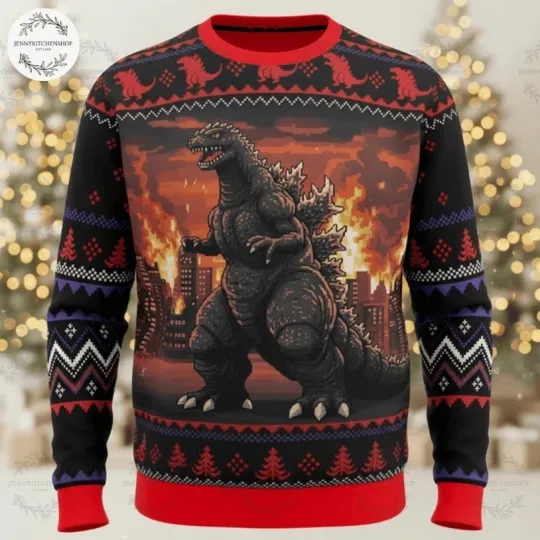God Zilla Christmas Beautiful Ugly Sweater