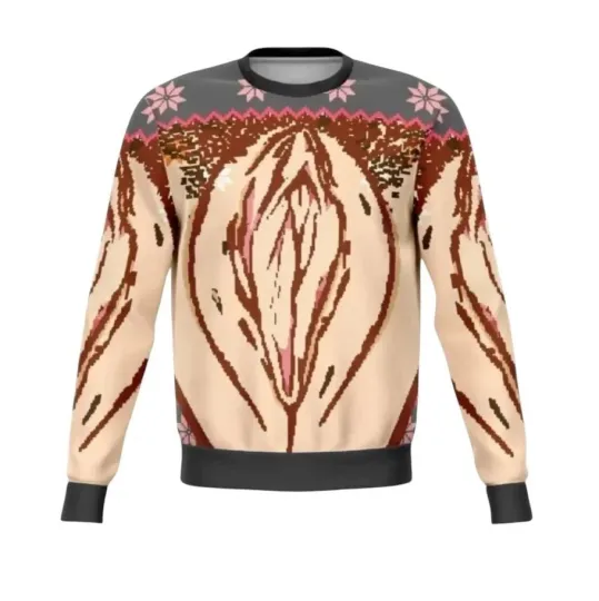 Discover Ugly Christmas Sweater with Vulva Pattern, Funny Adult Gag Gift