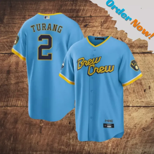 Brice Turang Brewers Blue Baseball Jersey Full Print 3D
