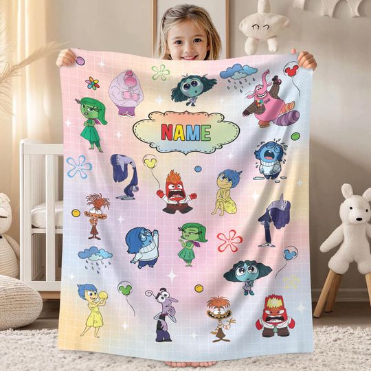 Discover Personalized Inside Out Fleece Blanket, Inside Out Blanket, Custom Name Blanket, Pixar Inside Out, Disneyland Inside Out Blanket, Home Decor