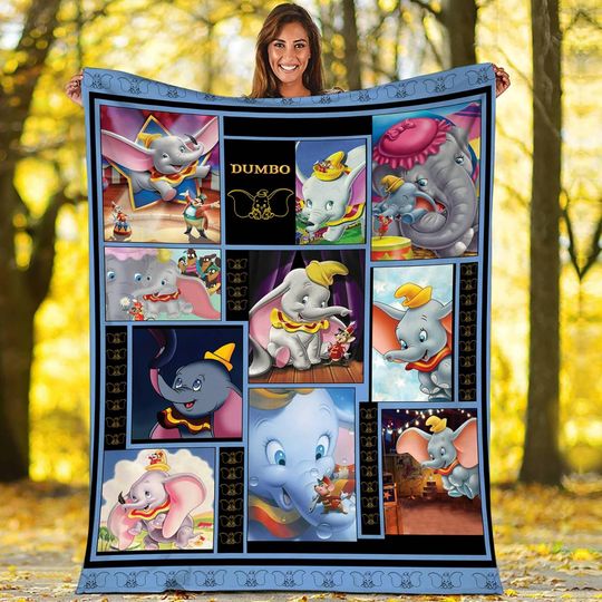 Discover Dumbo Fleece Blanket | Disneyland Blanket | Dumbo Elephant Throw Blanket for Bed Couch Sofa Christmas Gifts