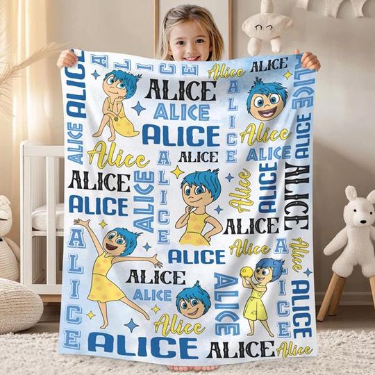 Discover Personalized Joy Watercolor Pixar Inside Out Blanket, Disneyland Disgust Sadness Anger Anxiety Ennui Envy Inside Out 2 Movie Blanket