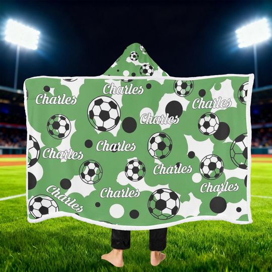 Discover Custom Hooded Blanket: Soccer Personalized Sports Fleece Blankets