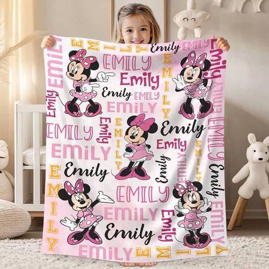 Discover Custom Name Disneyland Minnie Blanket, Watercolor Minnie Mouse Blanket, Disneyland Blankets, Minnie Birthday Gifts, Custom Name Blanket