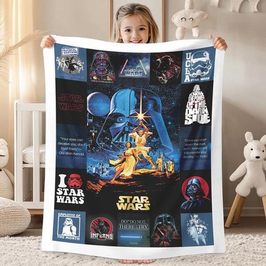 StarWars Fleece Blanket, Darth Vader Leia Organa Throw Blanket For Bed Couch Sofa, Disneyland Movie, Galaxy Edges, Christmas Blanket Gifts