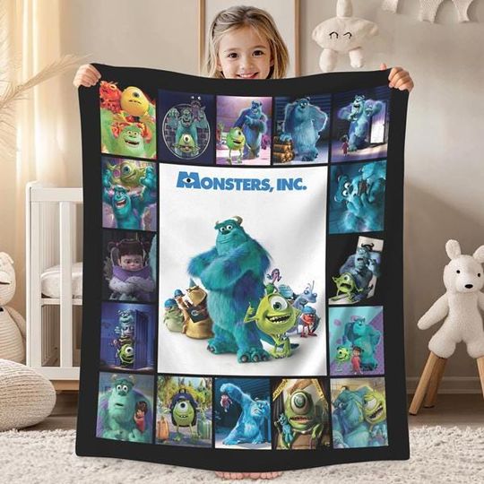 Discover Disneyland Monster Inc Fleece Blanket, Monster Characters Mike, Sulley, Throw Blanket For Bed Couch Sofa, Birthday Gifts, Christmas Party