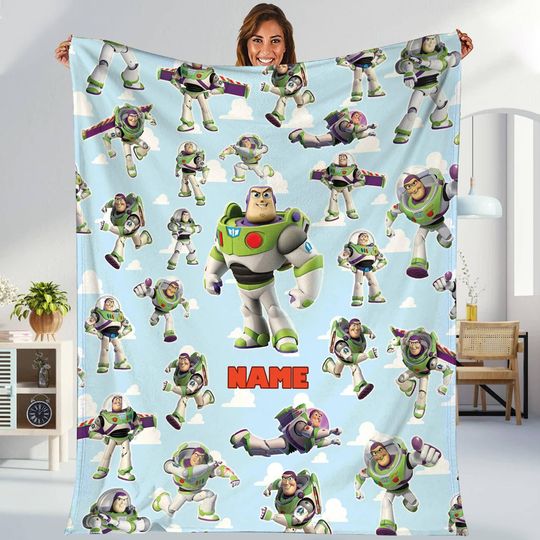 Discover Personalized Toy Story Buzz Lightyear Fleece Blanket | Toy Story Land Blanket | Toy Story Magic Kingdom Blanket for Bed Couch Sofa