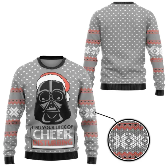 3D SW Darth Vader Knitted Christmas Ugly Long Sleeve Sweater