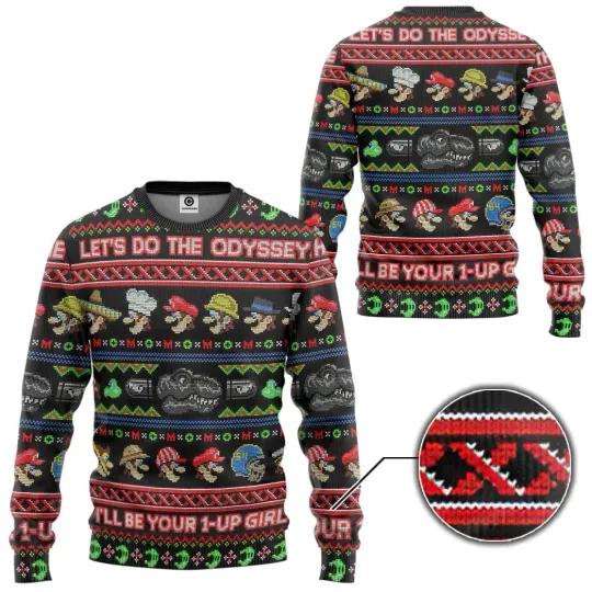 3D Mario Ugly Christmas Long Sleeve Sweater Holiday Apparel
