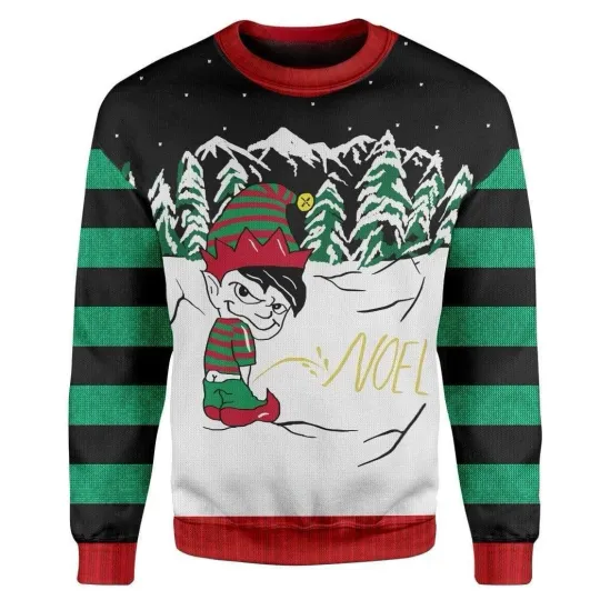 Discover Custom T-Shirt – Long Sleeve Ugly Christmas Boy’s Peeing Sweater Jumper