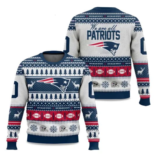 Discover Patriots Rivalries Nor’Easter Storm Blue 2025 Christmas Ugly Sweater