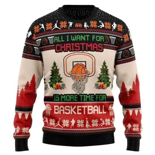 Discover All I Want for Christmas Basketball Sweater Funny Ugly Xmas Gift for Fans