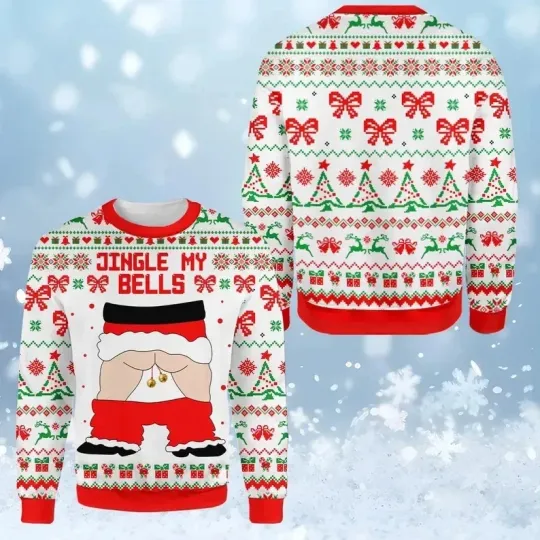 Discover Jingle My Bells Funny Santa Ugly Christmas Sweater Naughty Holiday Gift S-5XL