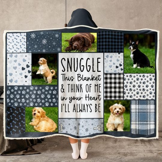 Discover Snuggle This Blanket and Think of Me  Personalized Photo Hoodie Blanket, Long Distance Love Gift