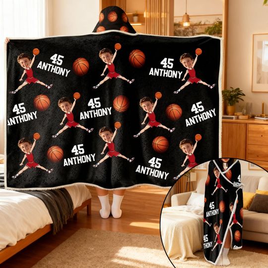 Personalized Baseball Mom Blanket Hoodie with Custom Name and Photo, Cozy Sports Gift for He