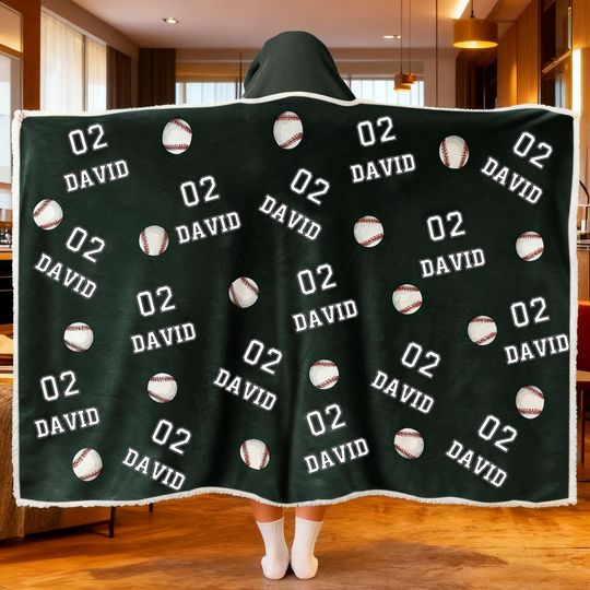 Basketball Custom Name  Number Blanket Hoodie  Personalized Wearable Hoodie, Unique Sports Gift for Kids, Teens  Adults