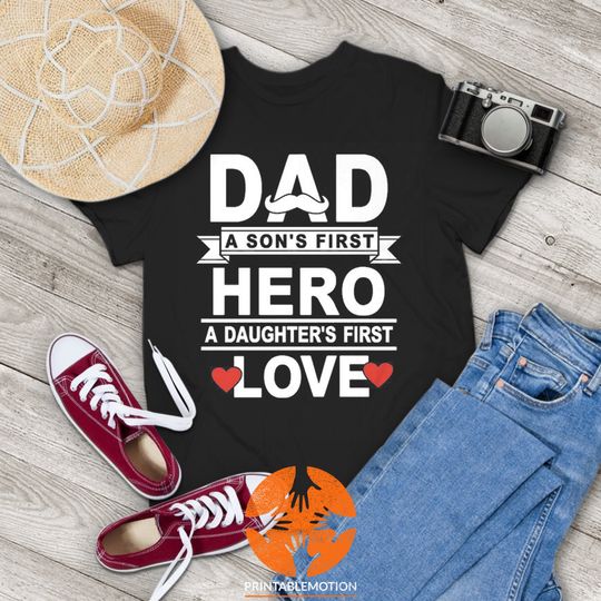 Discover Dad A Son's First Hero And A Daughter's First Love Vintage T-Shirt
