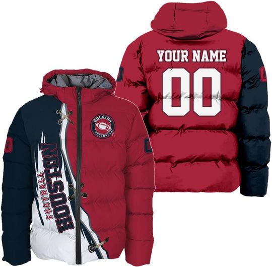 Discover Personalized Houston Football Team Texans Men's Hooded Puffer Jacket