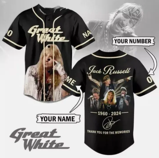 Jack Russell Thank You In Great White 2024 Baseball Jersey